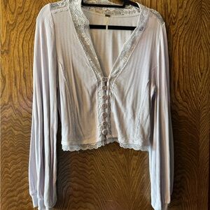 Free People Cream and Black Knit Top
